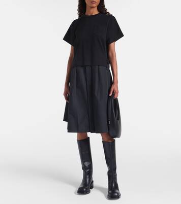 Cotton poplin and jersey maxi dress | Sacai