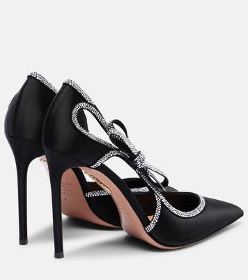 Verzierte Pumps Soave Crystal 105 aus Satin | Aquazzura
