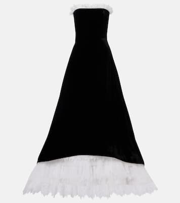 Bustier-Robe Laurette aus Samt mit Spitze | Costarellos