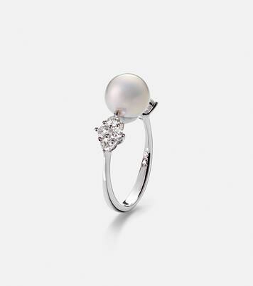 Bague en or blanc 18 ct à perles et diamants | Mikimoto