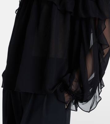 Floral-appliqué silk tulle top | Carolina Herrera