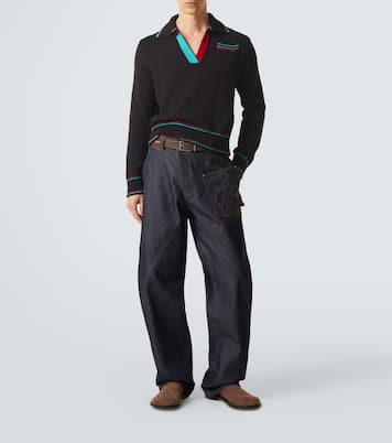 Cotton, cashmere, and wool polo sweater | JW Anderson