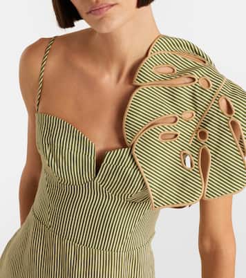 Striped Monstera linen midi dress | Farm Rio