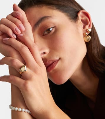 Anillo Wallpaper Heart de oro de 14 ct con diamantes | Sydney Evan