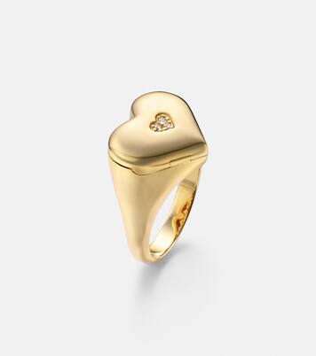 Anillo Wallpaper Heart de oro de 14 ct con diamantes | Sydney Evan