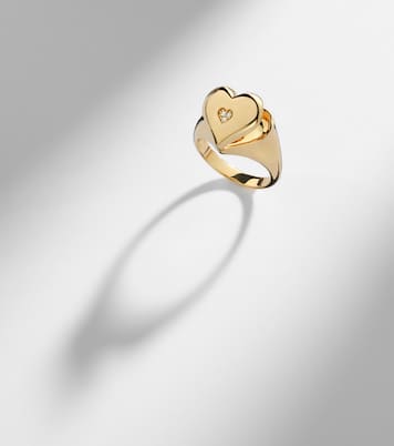 Anillo Wallpaper Heart de oro de 14 ct con diamantes | Sydney Evan