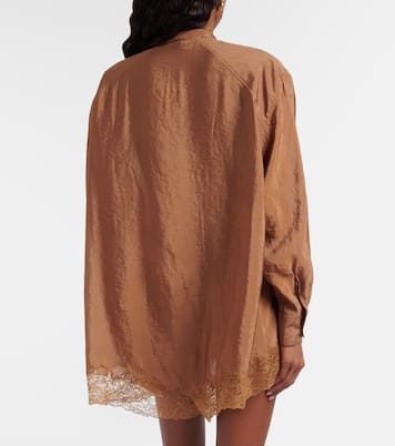 Lace-trimmed tie-neck romper | Saint Laurent