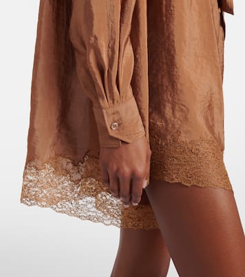 Lace-trimmed tie-neck romper | Saint Laurent