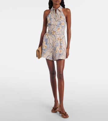Combi-short Daylight imprimée en lin | Zimmermann