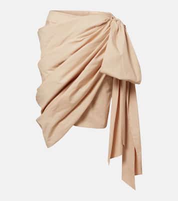 Bow-detail cotton poplin midi skirt | Chloé