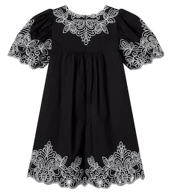 Besticktes Kleid aus Baumwolle und Leinen | Petite Amalie  