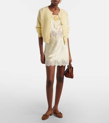 Toulouse lace-trimmed embroidered silk top | Dôen