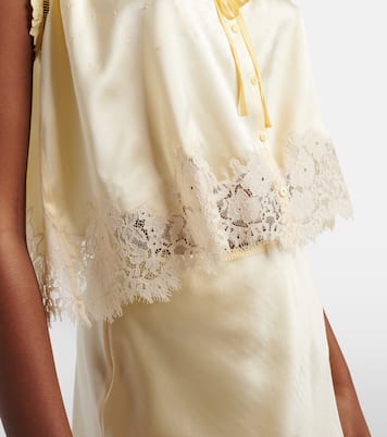 Toulouse lace-trimmed embroidered silk top | Dôen