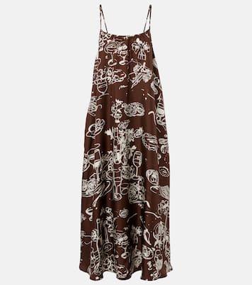 Napoli printed silk twill maxi dress | Asceno