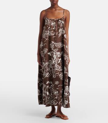 Napoli printed silk twill maxi dress | Asceno