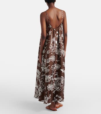 Napoli printed silk twill maxi dress | Asceno