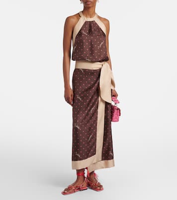 Printed silk twill wrap skirt | Valentino