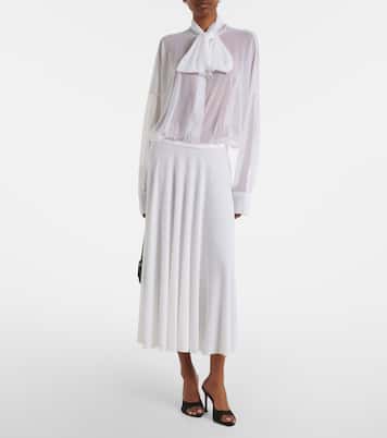 Pleated jersey midi skirt | Norma Kamali