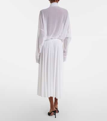 Pleated jersey midi skirt | Norma Kamali