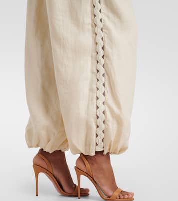 Lace-trimmed linen-blend straight pants | Simkhai