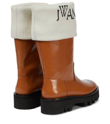 Logo-intarsia leather boots | JW Anderson