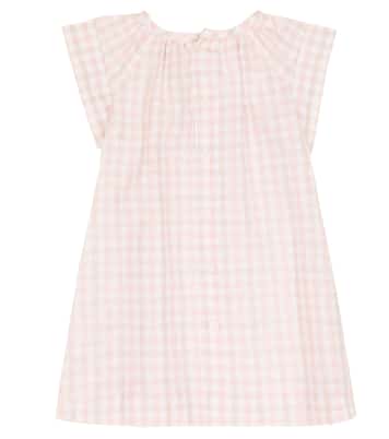 Checked cotton and linen dress | Bonpoint