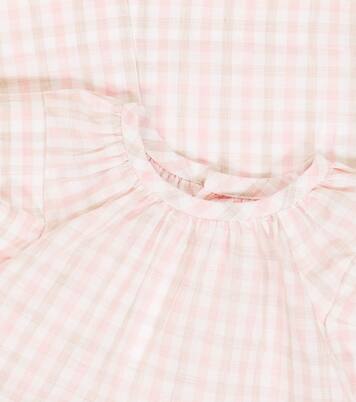Checked cotton and linen dress | Bonpoint