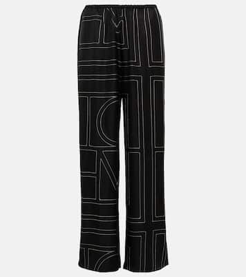 Logo wide-leg silk pants | Toteme