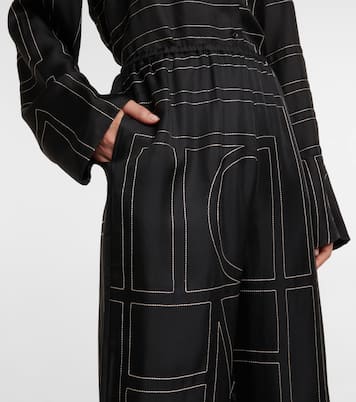 Logo wide-leg silk pants | Toteme