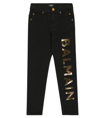 Pantaloni in misto cotone con logo | Balmain Kids