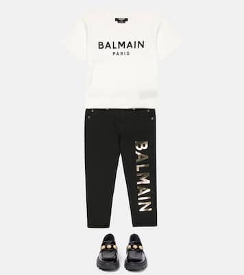 Pantaloni in misto cotone con logo | Balmain Kids