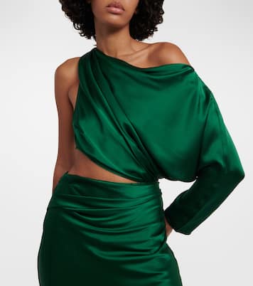 Robe midi asymétrique en satin de soie | The Sei