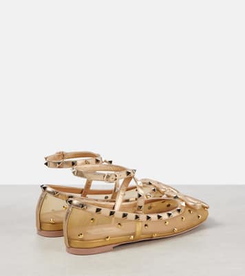 Verzierte Ballerinas Rockstud aus Mesh | Valentino Garavani