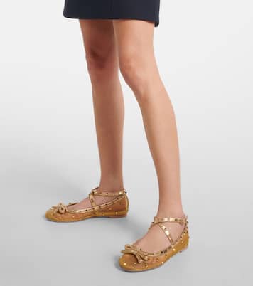 Verzierte Ballerinas Rockstud aus Mesh | Valentino Garavani