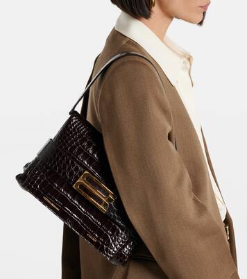 B croc-effect patent leather shoulder bag | Victoria Beckham