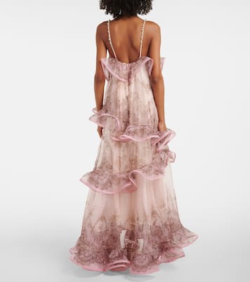 Crush printed ruffled silk organza gown | Zimmermann