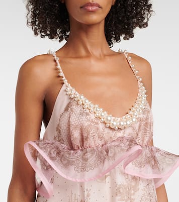 Crush printed ruffled silk organza gown | Zimmermann