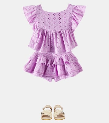 Cycas broderie anglaise cotton top | Poupette St Barth Kids