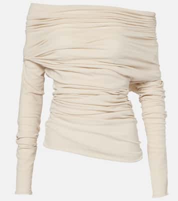 Bound off-shoulder cotton-blend top | Entire Studios