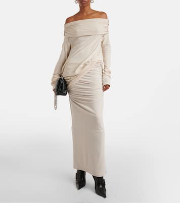 Bound off-shoulder cotton-blend top | Entire Studios