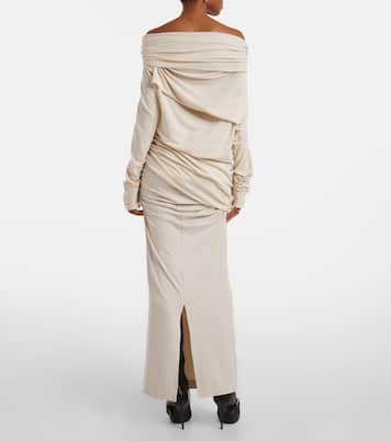 Bound off-shoulder cotton-blend top | Entire Studios