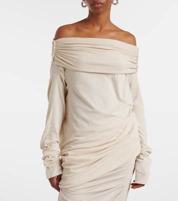 Bound off-shoulder cotton-blend top | Entire Studios