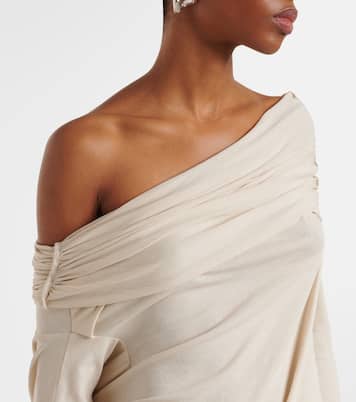 Bound off-shoulder cotton-blend top | Entire Studios