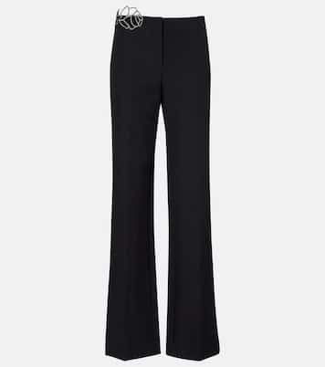 Embellished crêpe cady flared pants | Blumarine