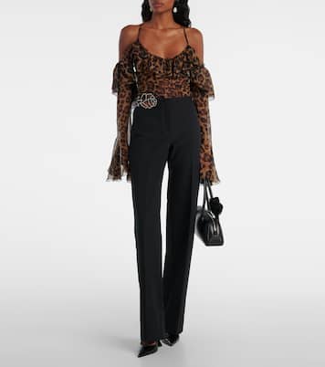 Embellished crêpe cady flared pants | Blumarine