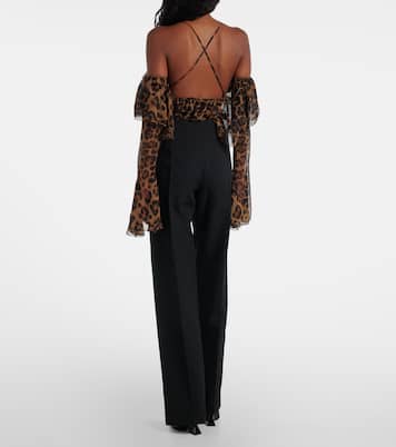 Embellished crêpe cady flared pants | Blumarine