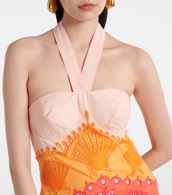 Vestido midi de algodón y lino estampado | Farm Rio