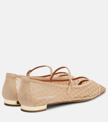Mary-Jane-Ballerinas Juliette mit Veloursleder  | Aquazzura