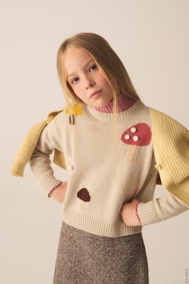 Pullover in lana vergine con ricamo | Il Gufo