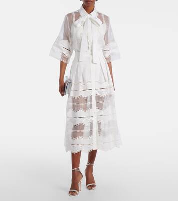 Tie-neck cotton and silk-blend blouse | Elie Saab